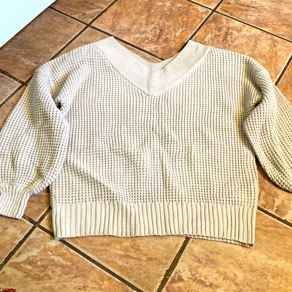 Zenana waffle knit off shoulder sweater.
